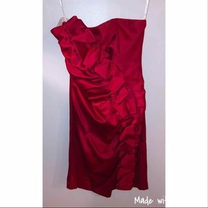Short red ruched formal dress